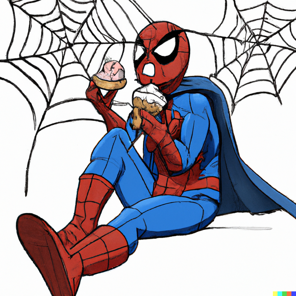 DALL·E 2023-01-26 15.00.47 – Spider-man eating ice cream